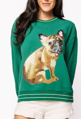 Queen Of Sparkles Green French Bulldog Sweatshirt