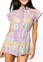 Load image into Gallery viewer, Queen Of Sparkles Lavender Plaid Street Tile Romper
