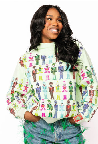 Queen Of Sparkles Mint Multi Nutcracker Sweatshirt