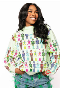 Queen Of Sparkles Mint Multi Nutcracker Sweatshirt
