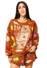 Load image into Gallery viewer, Queen Of Sparkles Brown Multi Leaf Quilted Card Sweatshirt