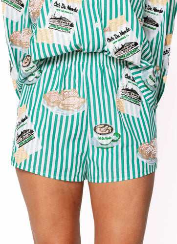 Queen Of Sparkles Green & White Cafe Du Monde Icon Shorts