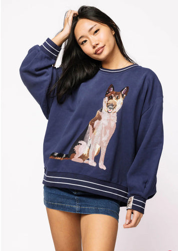 Queen Of Sparkles Navy German Sheppard Sweatshirt