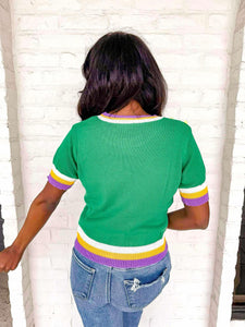 Throw Me A Bow Green Short Sleeve Top