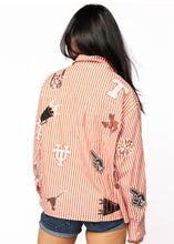 Load image into Gallery viewer, Queen Of Sparkles Texas Mini Icon Striped Button Down