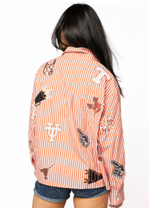 Queen Of Sparkles Texas Mini Icon Striped Button Down