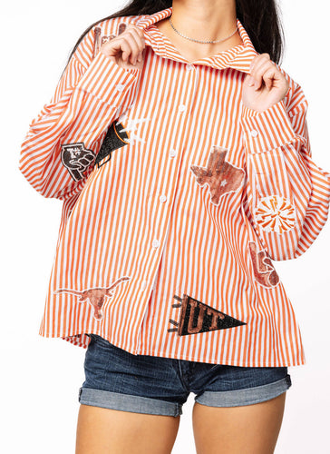 Queen Of Sparkles Texas Mini Icon Striped Button Down