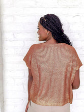 Load image into Gallery viewer, Vibes Are High Mocha Gold Metallic Top