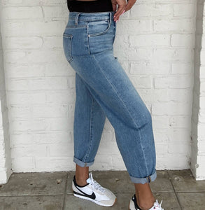 Bring The Joys Medium High Rise Crop Barrel Jeans