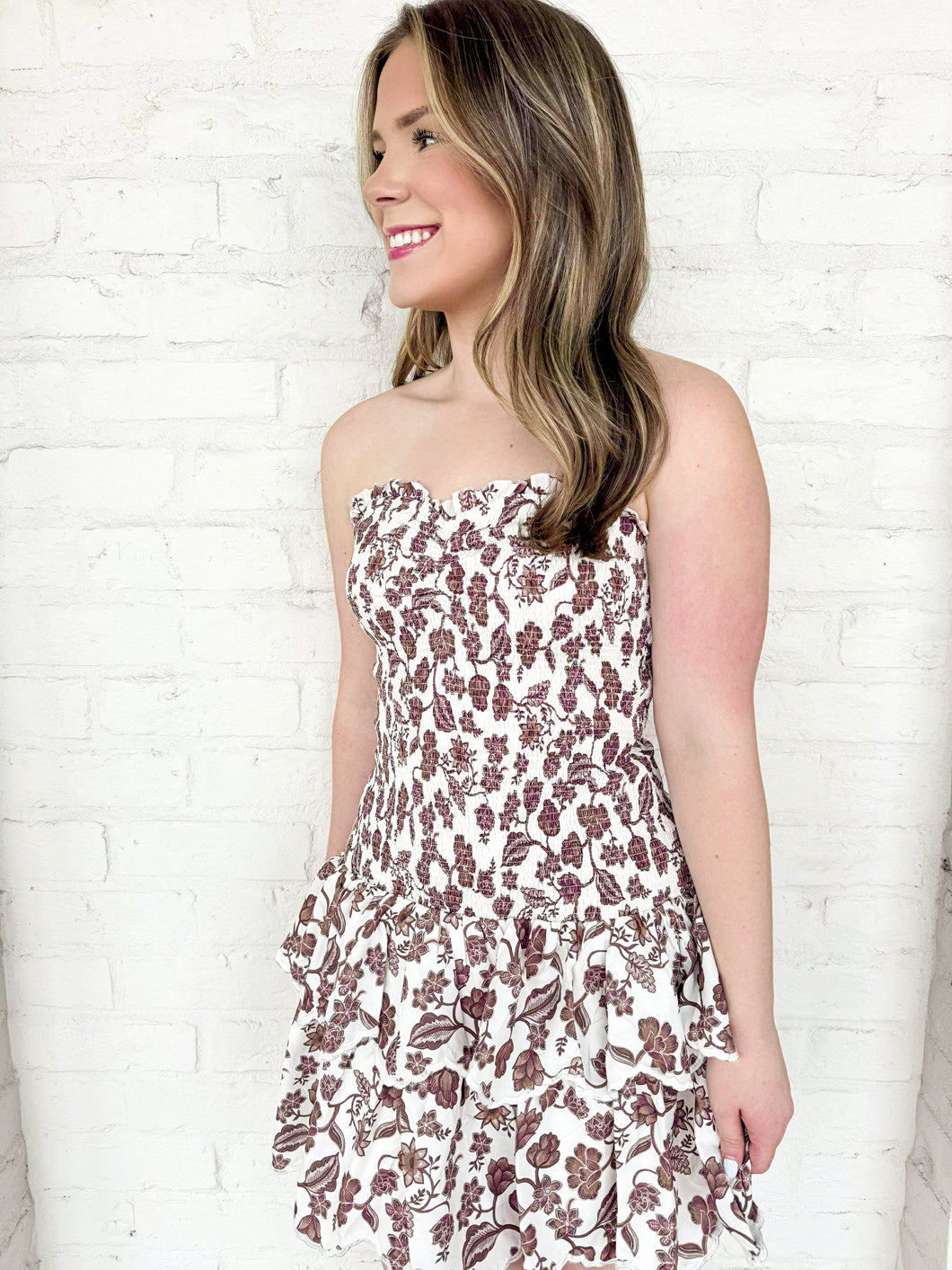 Call Me Up Burgundy Smocked Dress