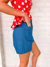 Load image into Gallery viewer, The Colette Scallop Indigo Shorts