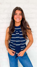 Load image into Gallery viewer, Trendy Stripe Navy Top