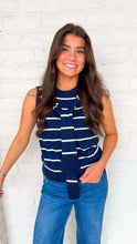 Load image into Gallery viewer, Trendy Stripe Navy Top