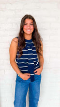Load image into Gallery viewer, Trendy Stripe Navy Top