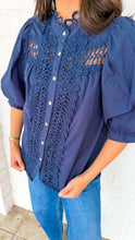 Load image into Gallery viewer, Call Me Later Navy Top