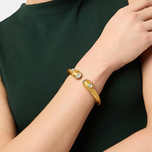 Load image into Gallery viewer, Julie Vos Cannes Demi Cuff - women wearing gold with black crystal 