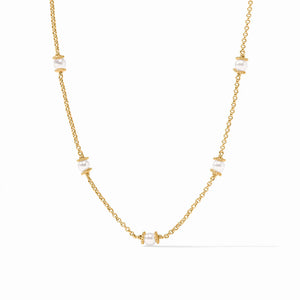 Julie Vos Hydra Delicate Station Gold Pearl Necklace