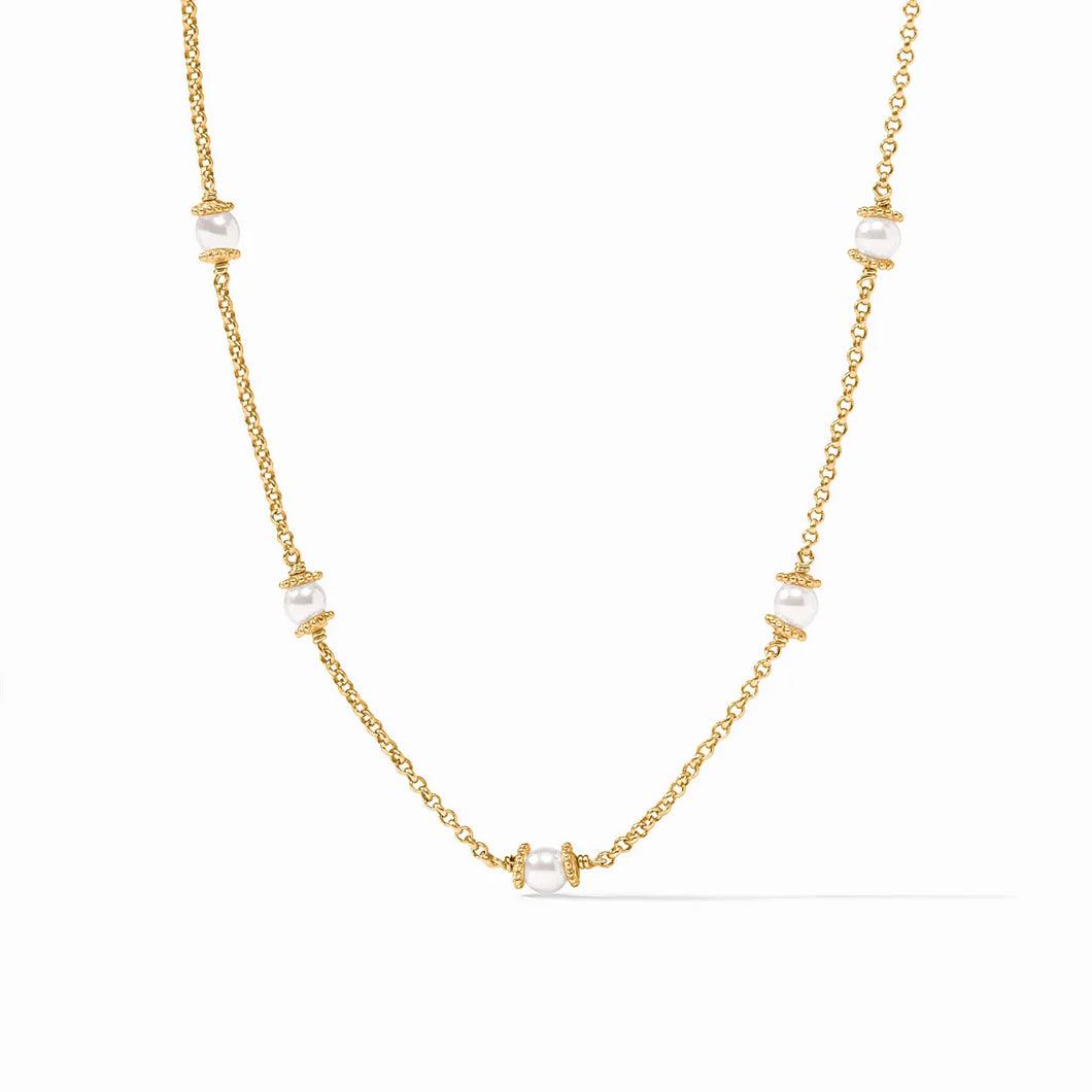 Julie Vos Hydra Delicate Station Gold Pearl Necklace