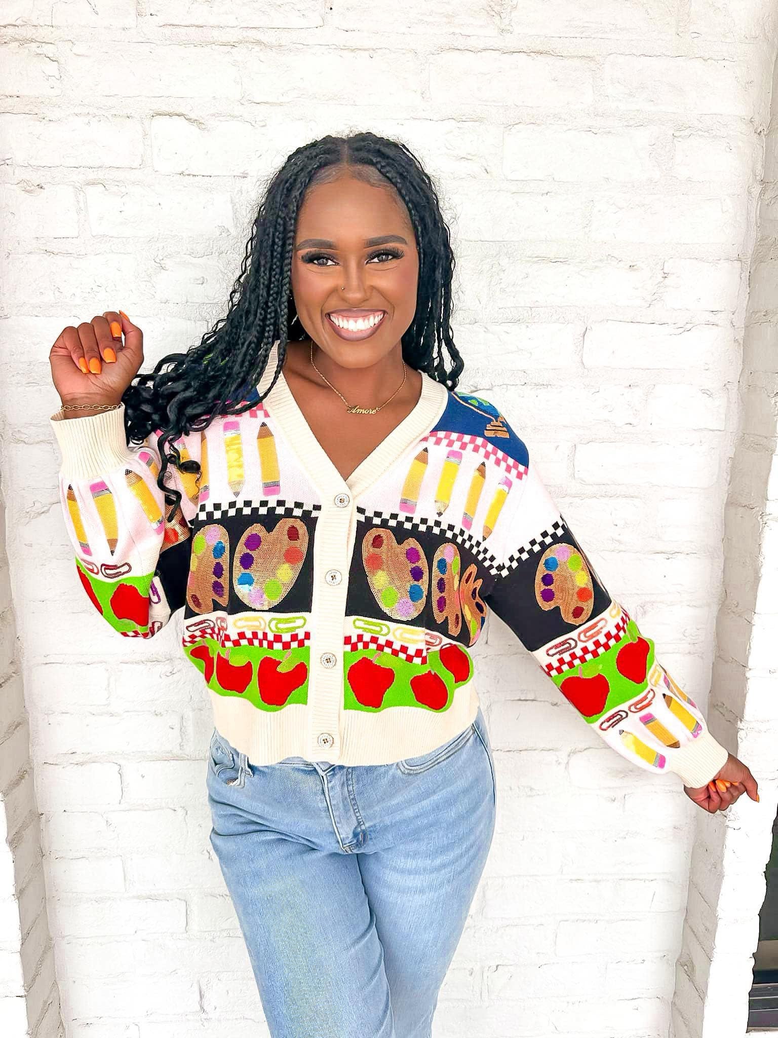 Queen Of Sparkles Teacher Icon Button Up Cardigan – Shop Shoetique
