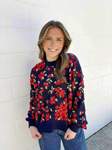 Queen Of Sparkles Navy Cranberries Sweater