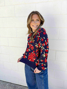 Queen Of Sparkles Navy Cranberries Sweater