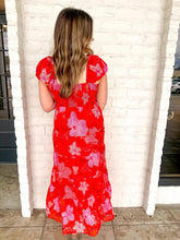 Load image into Gallery viewer, THML Tropical Dance Red Midi Dress