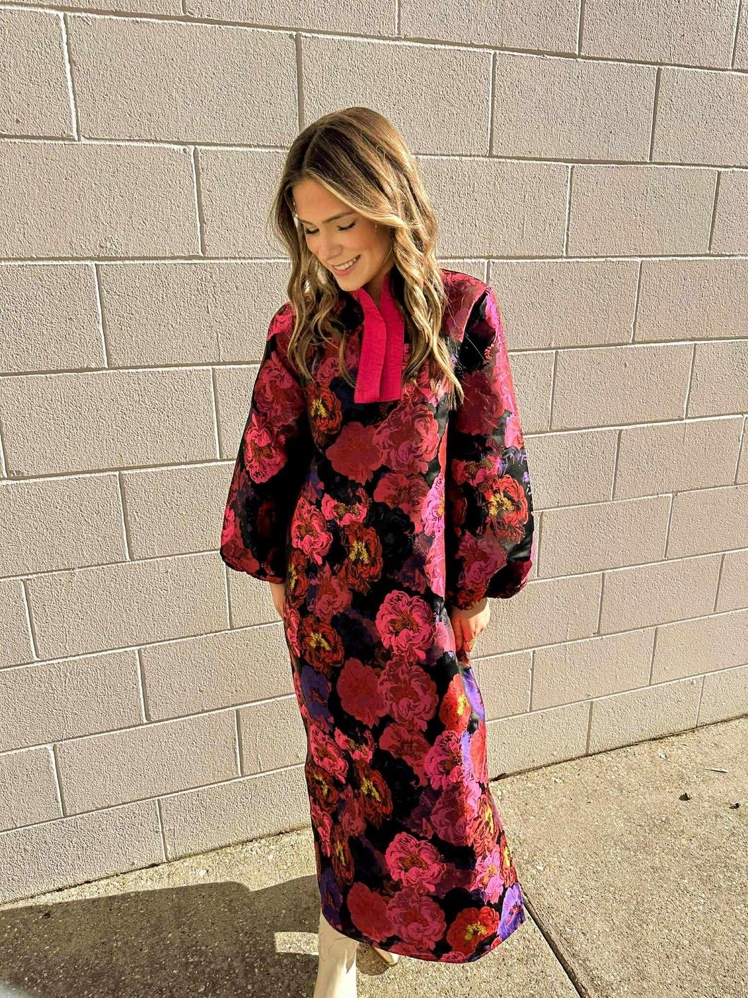 Stunning Glory Pink Jacquard Dress