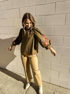 Sweetest Direction Olive Puff Sleeve Top