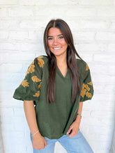 Load image into Gallery viewer, THML Velvet Green Chenille Top