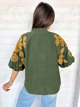 Load image into Gallery viewer, THML Velvet Green Chenille Top