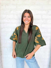 Load image into Gallery viewer, THML Velvet Green Chenille Top
