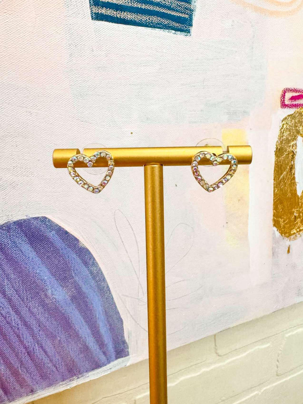 Stone Crystal Heart Stud Earring