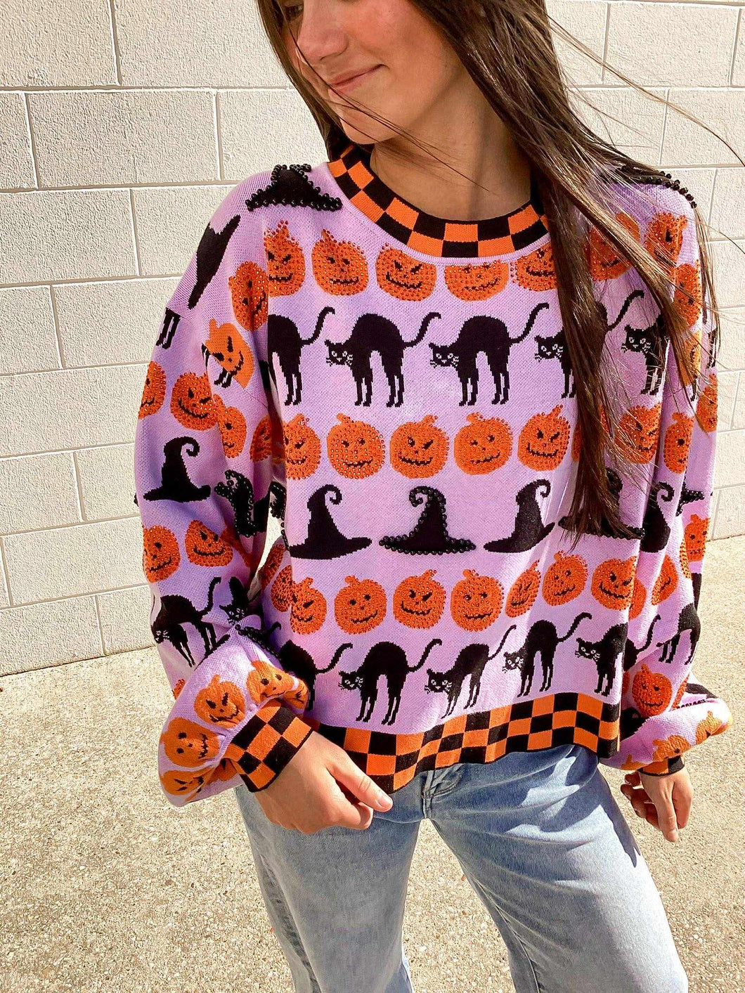 Queen Of Sparkles Checker Trim Icon Sweater