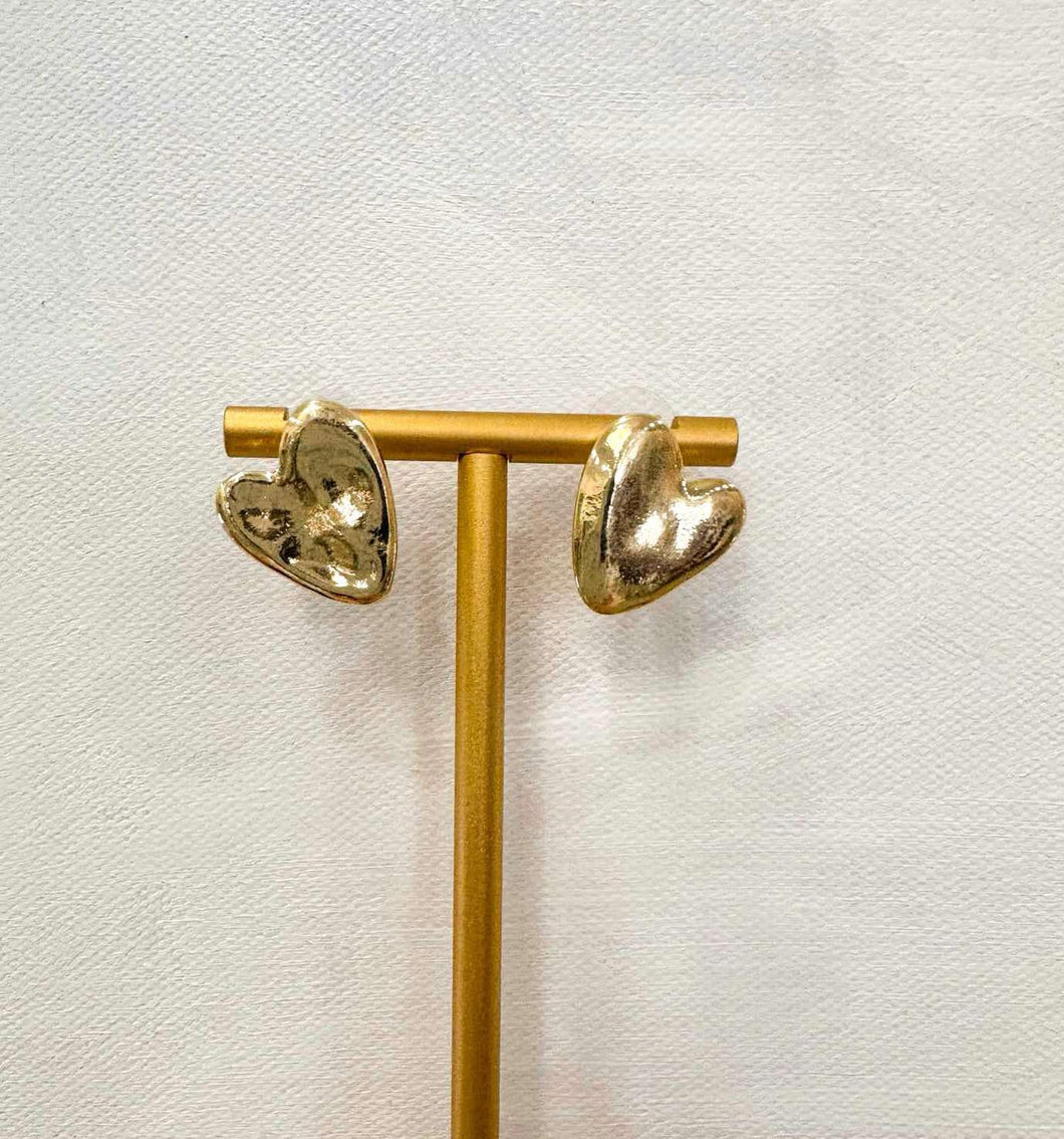 Gold Heart Stud Earring