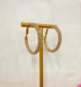 Gold Rhinestone Wrapped Hoop