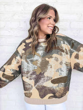Load image into Gallery viewer, Queen Of Sparkles Camo Full Sequin Green Sweatshirt