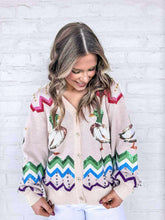 Load image into Gallery viewer, Queen Of Sparkles Multi Zig Zag Duck Cardigan