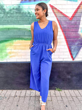 Load image into Gallery viewer, Check Me Out Jumpsuit Blue