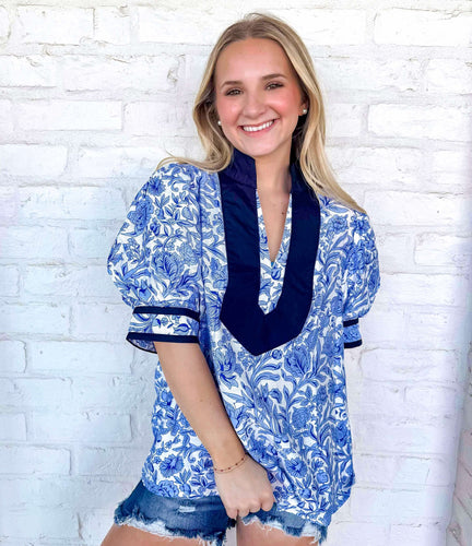 Abroad Adventures Blue Top