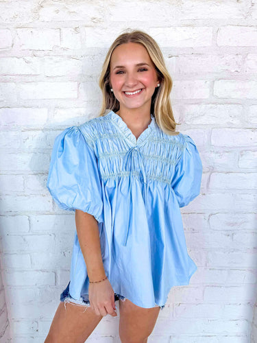 Chasing Joy Light Blue Top
