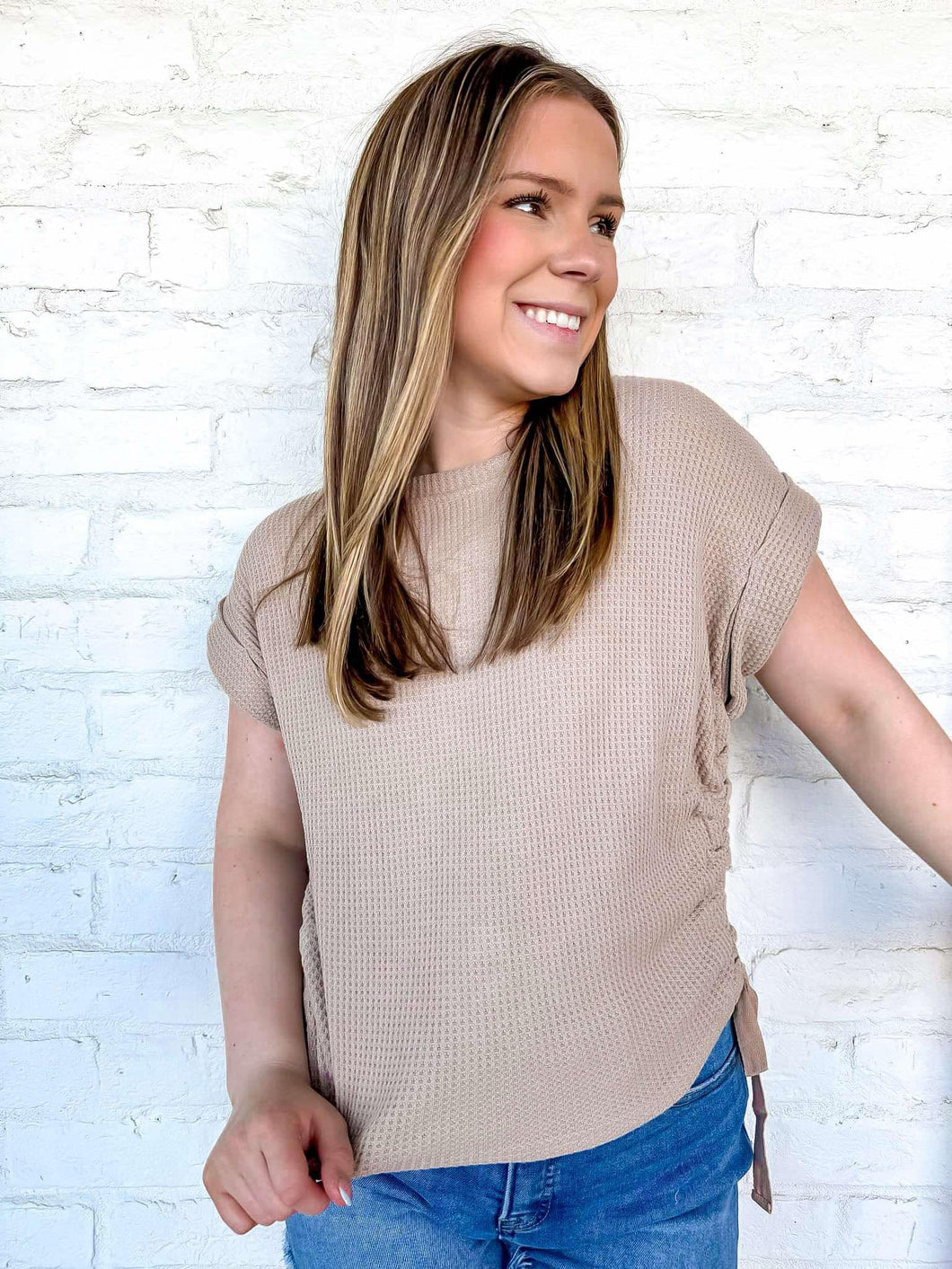 Make A Move Taupe Top