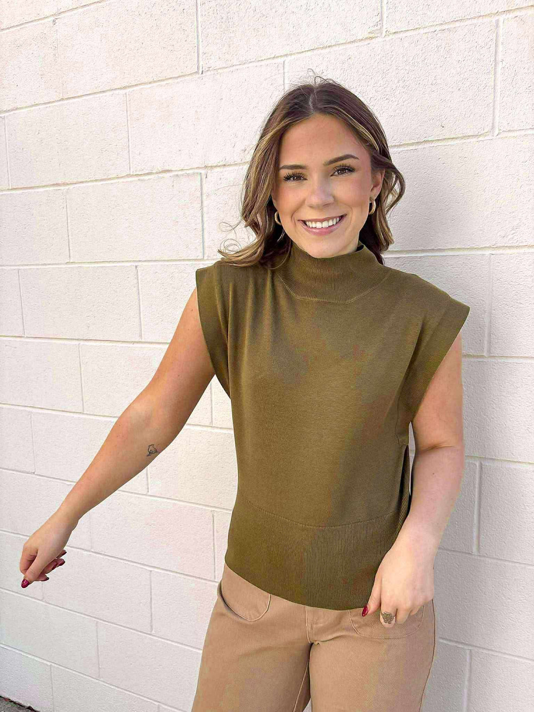 Knit To Be Olive Top