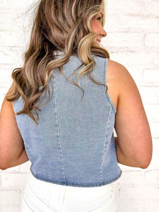 Grab Your Hats Denim Vest Top