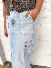 Load image into Gallery viewer, Refer Back To Me Light Acid Maxi Cargo Skirt