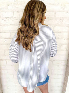 Line Of Sight White Stripe Top