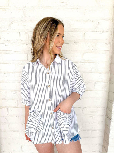 Line Of Sight White Stripe Top