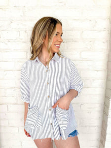 Line Of Sight White Stripe Top