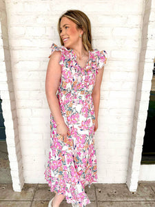 Walk My Way Pink Midi Dress