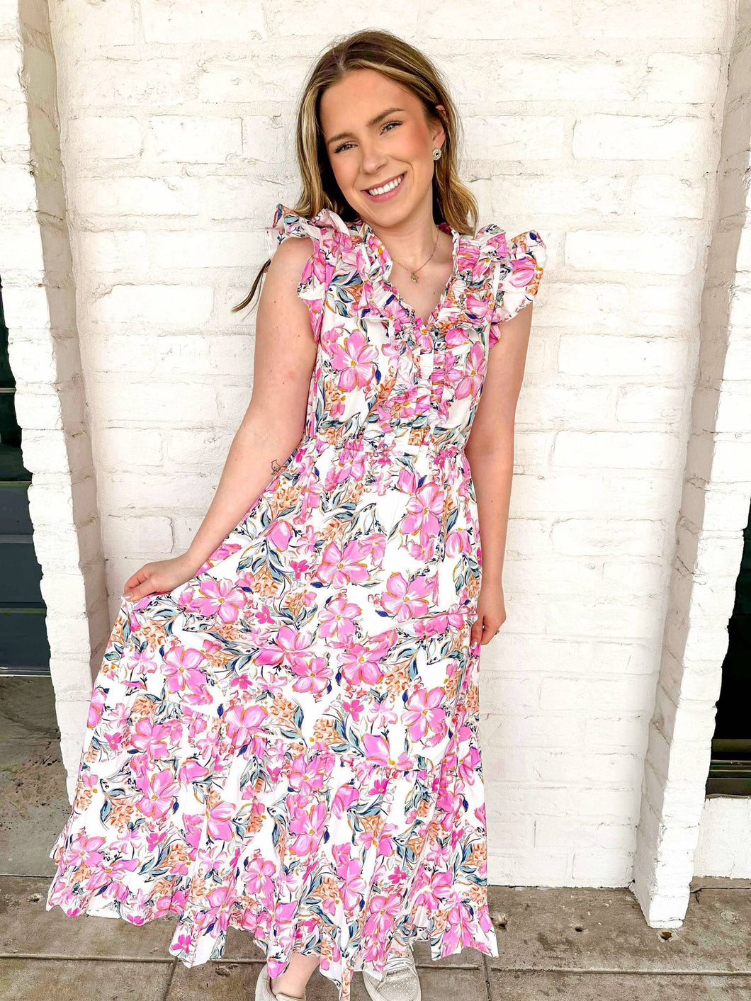 Walk My Way Pink Midi Dress