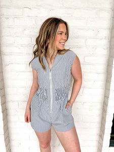 Release The Energy Stripe Navy Romper